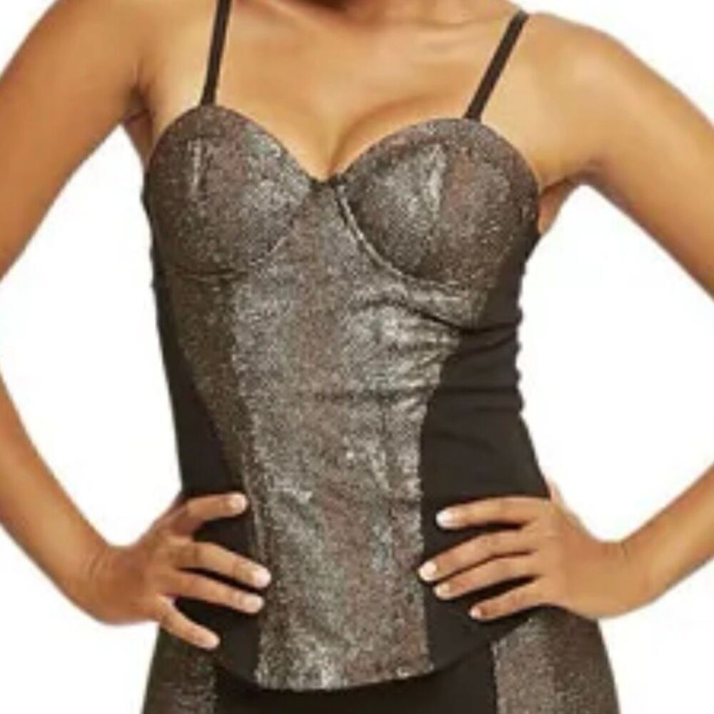Nicki Minaj corset black and gold textured club wear size M